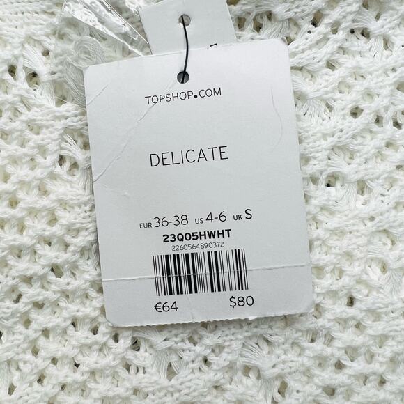 Topshop Women's S Open Knit Mock Neck Pointelle Oversize Boxy Sweater White - Picture 13 of 13